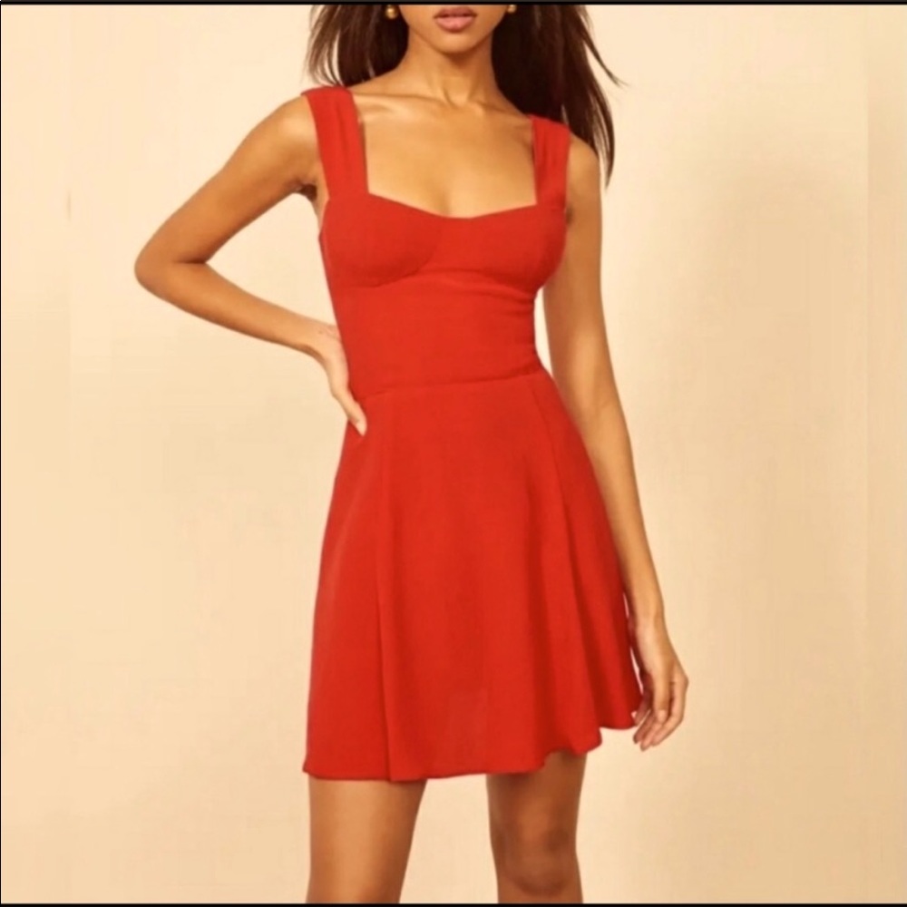 Reformation Holden Cherry Mini A Line Dress Size 0